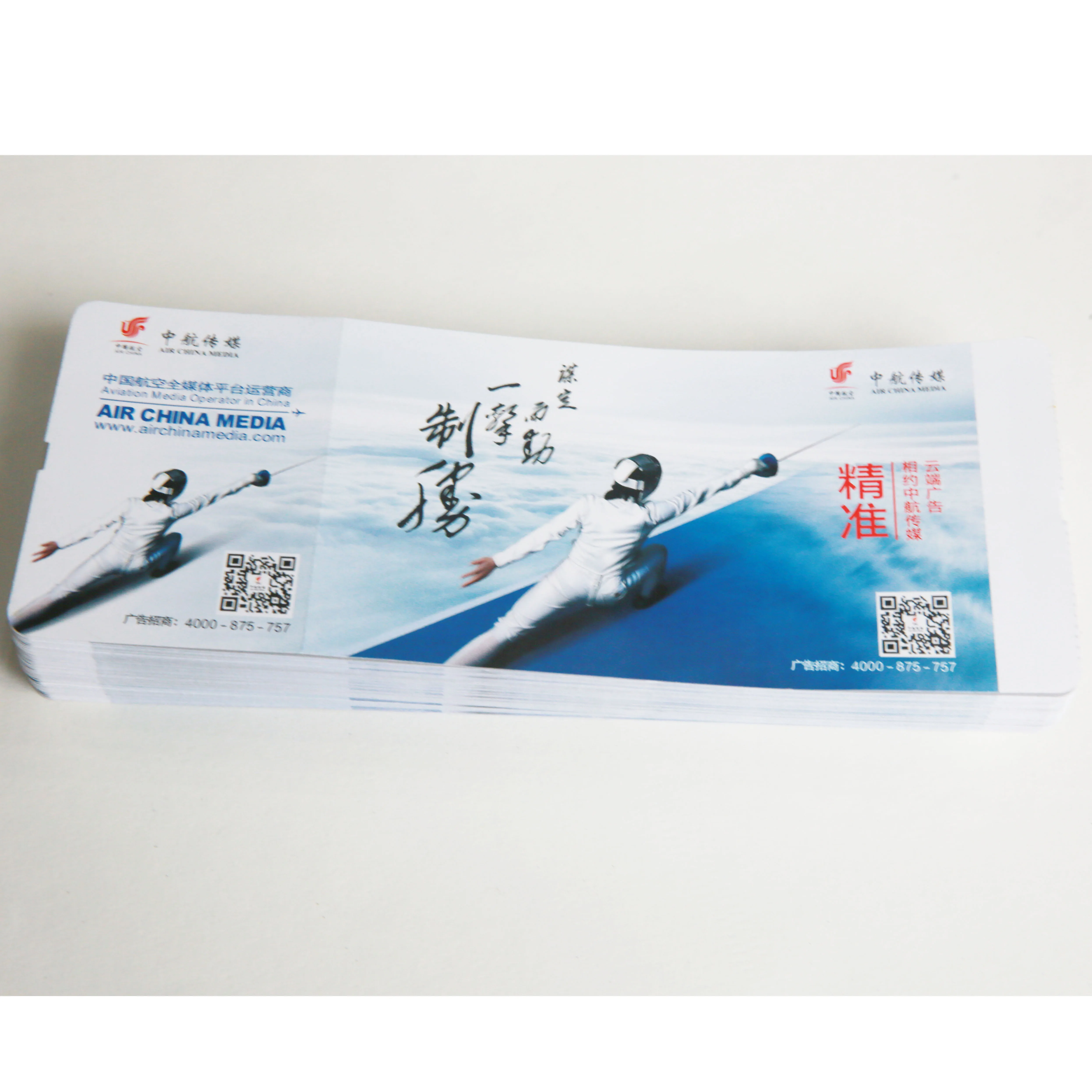 OEM Design Small MOQ Good Quality Cheap Flights Airline Ticket Boarding Pass blank ticket paper  manufacturer