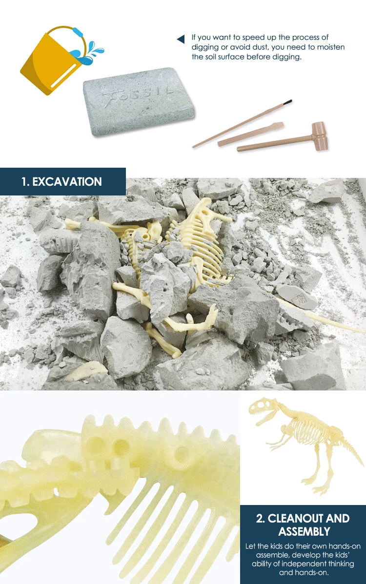 dinosaur party educational diy  dinosaur skeleton and fossil T-rex toys