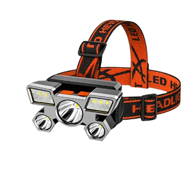Abs Lightweight 5led With Built-in 18650 Battery Usb Rechargeable Portable Waterproof Fishing Led Head Torch Headlamp