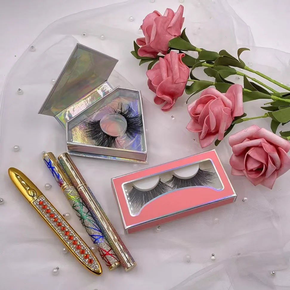 
Luxury Empty Clear Transparent Crystal Packing Box Private label Custom Eyelash Packaging 