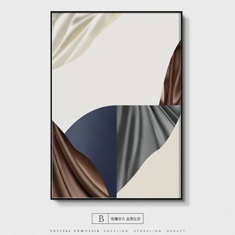 Nordic Concise Style Abstract Crystal Porcelain Painting Sofa Wall Art Mount Rich Fish Porch Paintings