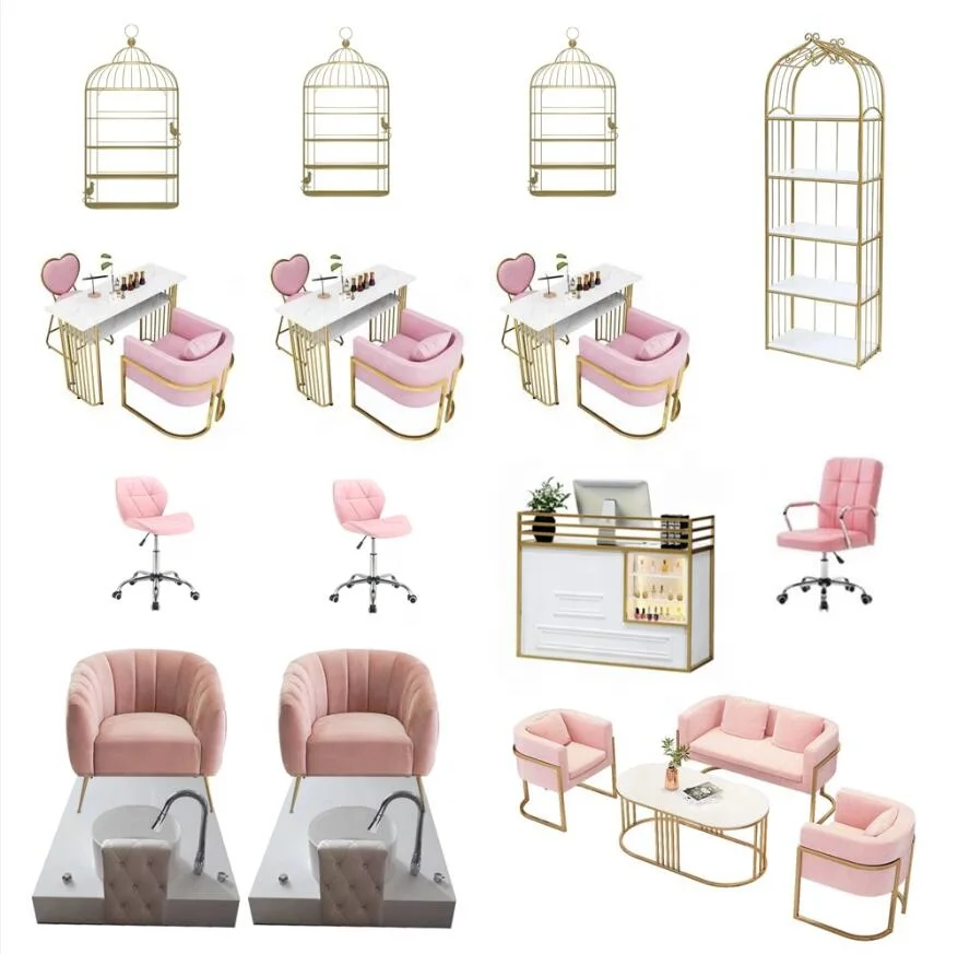 Pink Pedicure Chair for Nail Station Furniture Wholesale Pedicure Couch Foot Massage Chair