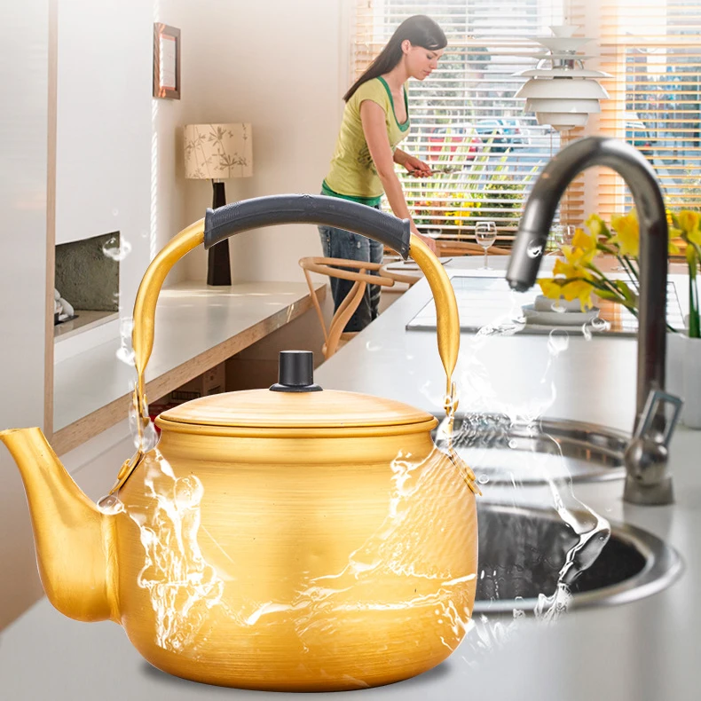 Aluminum yellow tea water kettle stove top whistling kettle Large Capacity Gas Water Kettle