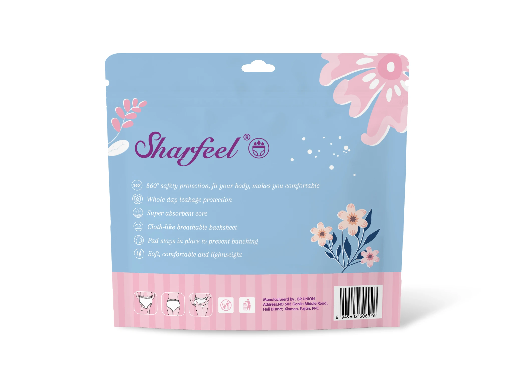 Besuper Wholesale Biodegradable Ladies Organic Sanitary Napkin Pant Women Menstrual Sanitary Napkin women diaper