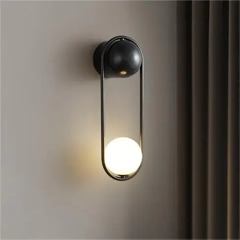 Milk white ball sofa background G9 wall lamp beautiful gold bedroom bedside glass wall light black gold for hotel home