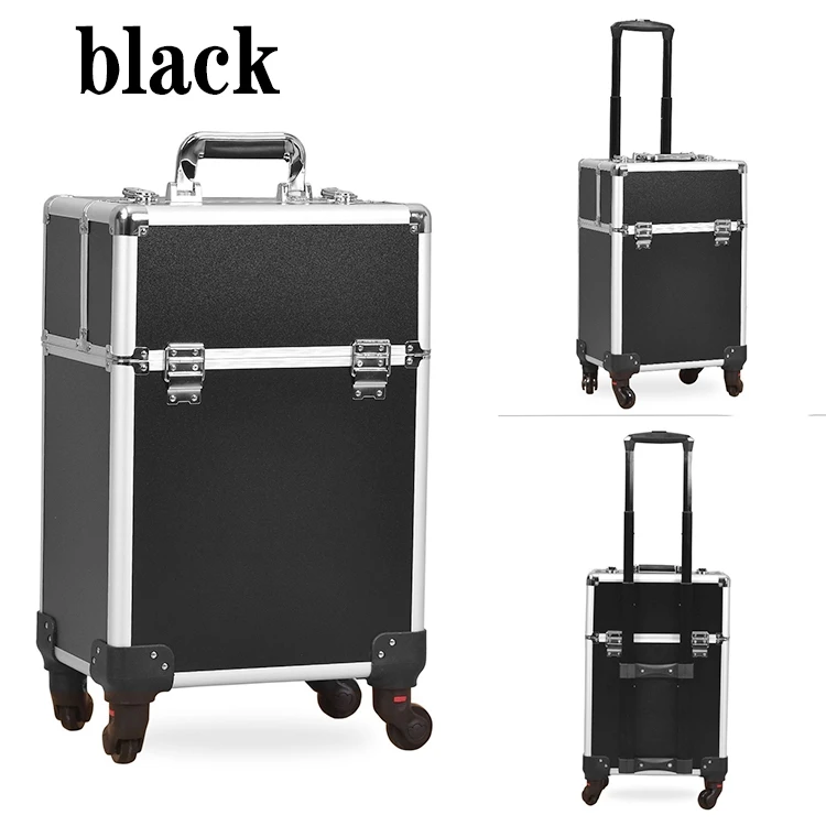 Wholesale Beauty Case High quality large cosmetic box Customized Luggage Rolling Professional Makeup Case With Mirror Legs