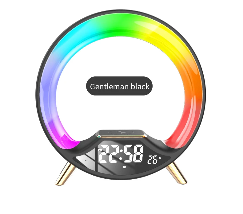 Best Gift for Holiday Alarm Clock 15W Wireless Charger With Speaker Night Light 5in1 Charger Stand Wireless Charger