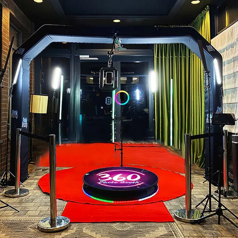 360 Degree RGB LED Lighting Photo Booth Compatible with iPad Smartphones Custom Logo Top Spinner 360 Printing Free Customization