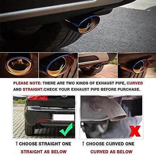
Slant Burnt Blue Titanium Car Stainless Steel Exhaust Tail Pipes Muffler Tips 