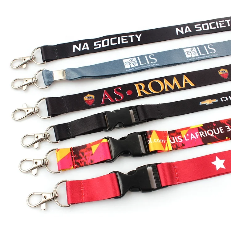 Custom polyester lanyards sublimation bulk cheap lanyard with carabiner hook