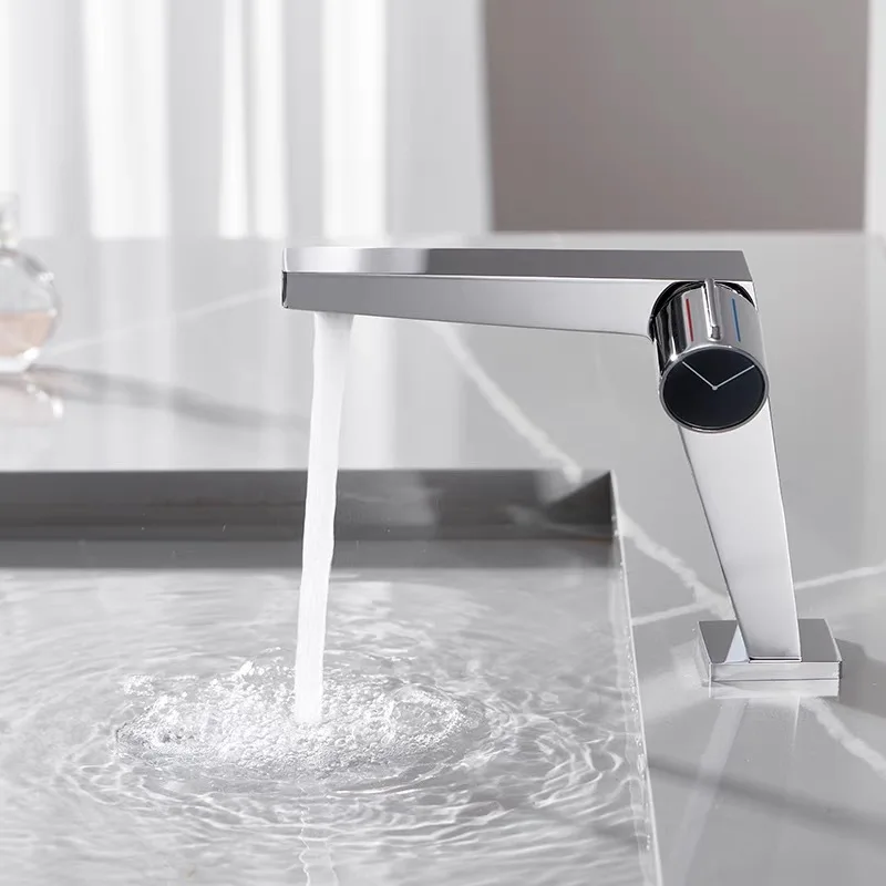 Brass Single-Handle Milk White Hot and Cold Faucet with Gun Gray Finish Single Hole Mount for Kitchen and Bathroom Use