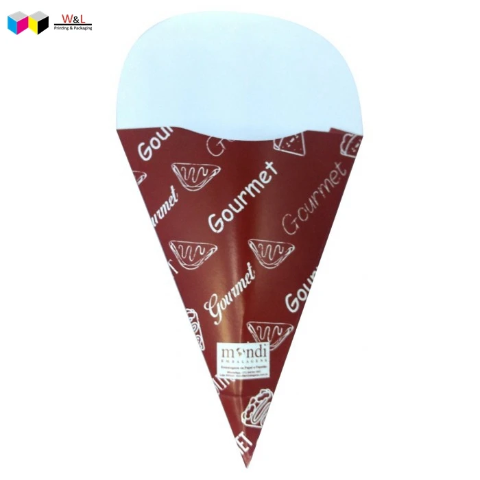 personalized logo printing food grade cone crepes box hot crepe box holder creperie packaging gourmet box
