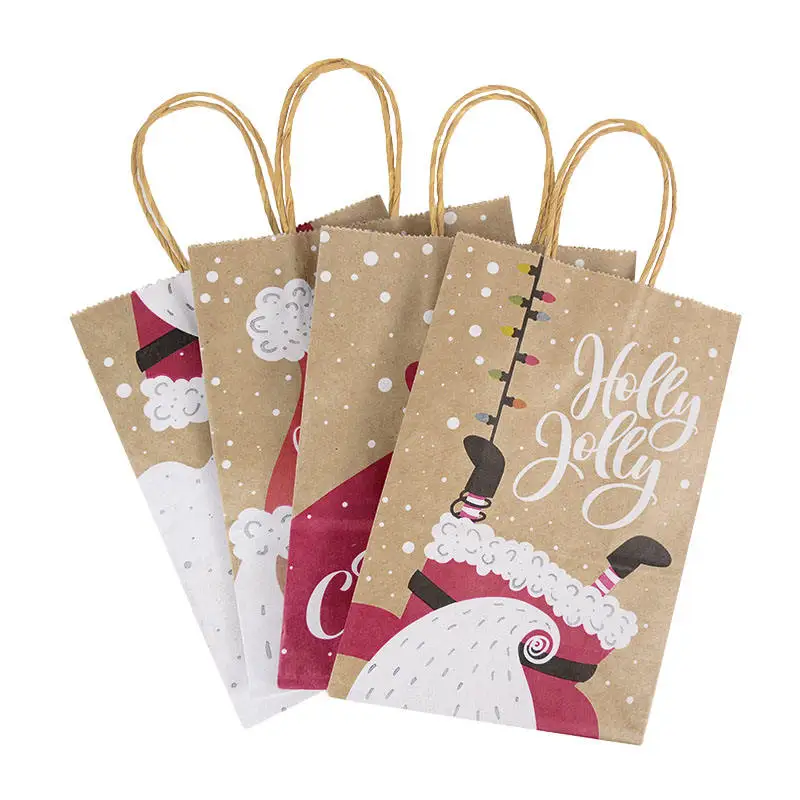 Merry Christmas Paper Gift Bags for Christmas Snack Clothing Present Box Packing Xmas Bag