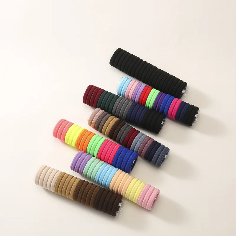 Jiris Hair Rope Ties Accessories Hair Ties Ponytail Holders Knitted Elastic Rainbow Color Cute Rubber Band For Hair For Girls