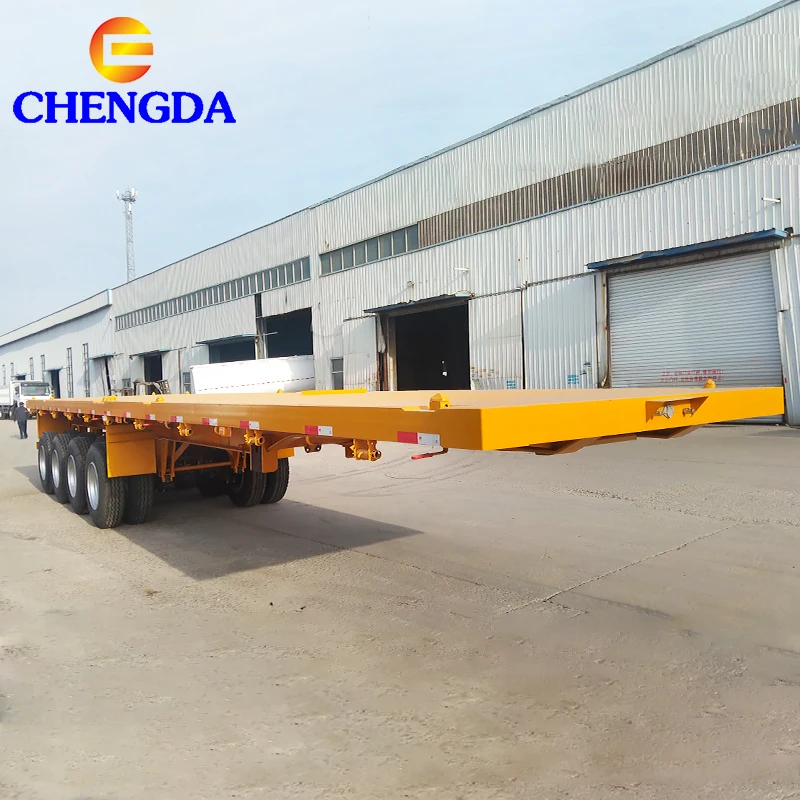 Best Price 30 40 50 Ton 2 3 4 Axles Flatbed Semi Truck Container Trailer 48 Ft 40 Ft 20 Ft Flatbed Trailer For Sale