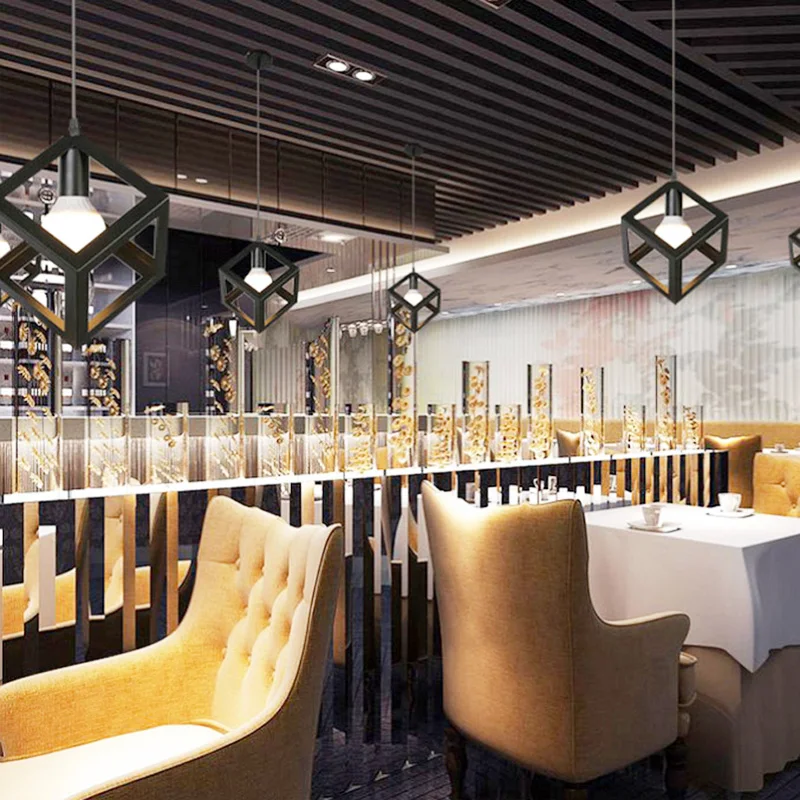 E27 Led Vintage Cage Pendant Lights Indoor Lighting Retro Light Fixture Pendant Lamps For Living Room Decor For Kitchen Lamp