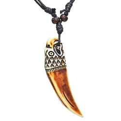 FX045 Imitation ivory necklace Primitive tribal totem pendant eagle Choker Retro Jewelry style Yak Bone necklace Amulet Gift