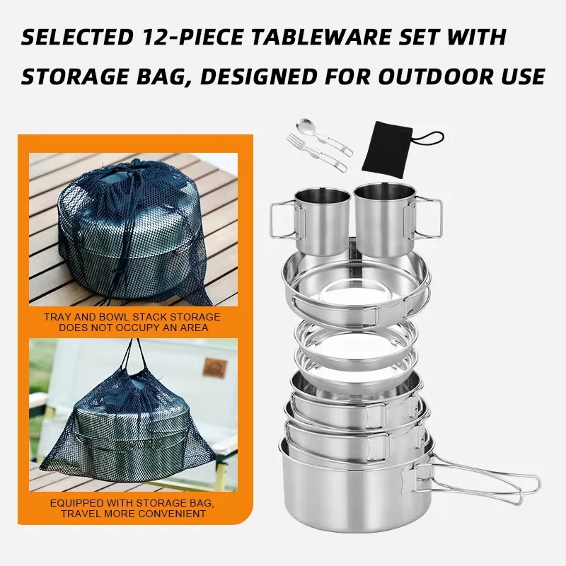 Kitchen 12pcs Cooking Pots And Pans Stainless Steel Cookware Set Sauce Pan Casserole Set With Two Pouring Lips