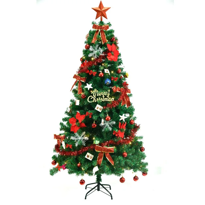 Xmas Tree Cheap Outdoor 7.5ft Green PVC 180 cm 210 cm PET PE Mixed Ornaments Christmas Tree