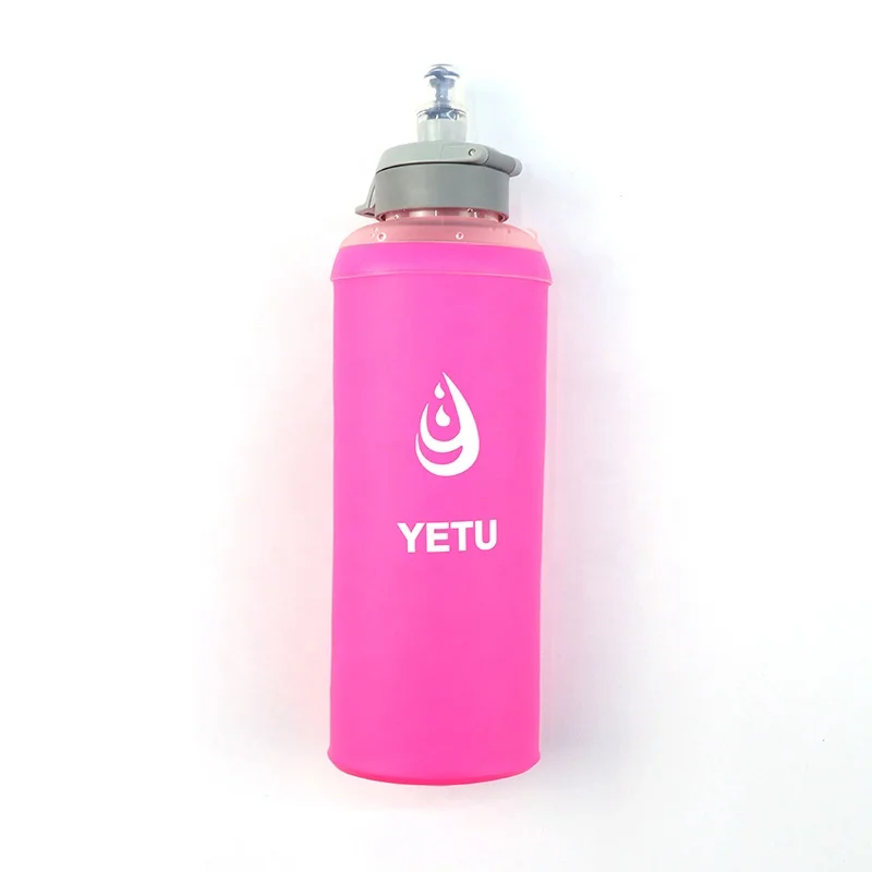 Yetu Oem/Odm Folding Bottle Foldable 650ML 750ML Tpu Flip Cover Running Foldable Kettle Collapsible Soft Water Bottle