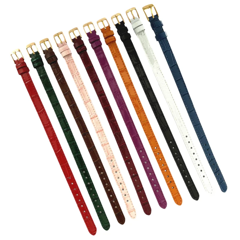 Simple Leather Bracelet with Light Gold Buckle Jewelry String Letter Classic Minimalist Leather Strap Accessories 8mm 10mm