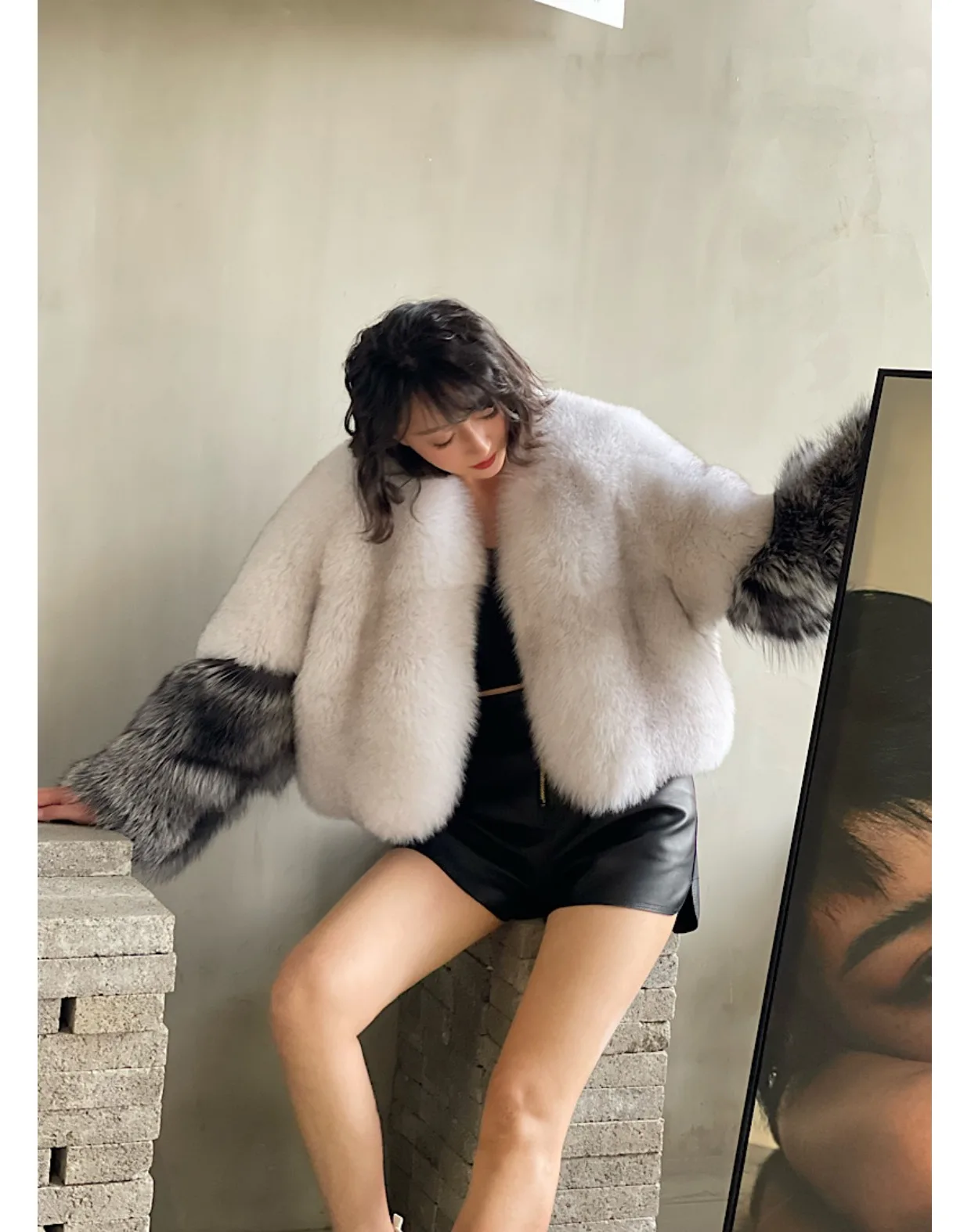 7165# 2023 women new fashion fox fur coat warm real mink fur coat for winter luxury fur coats for ladies women streetwear