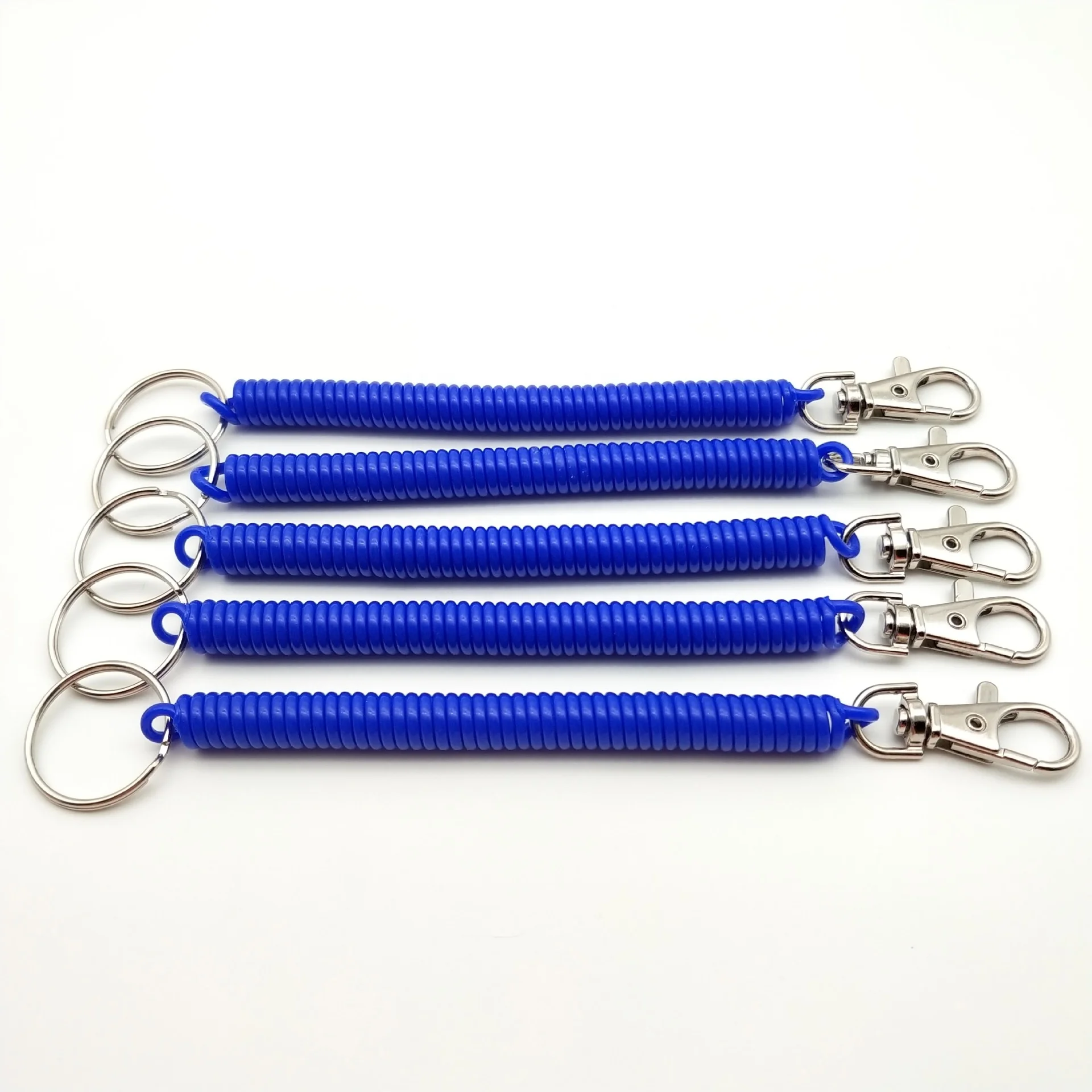 Plastic spring Elastic rope extension coil spiral coiled cord with keyring