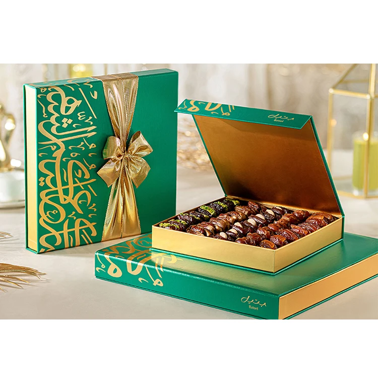 Custom Printed Fancy Design Kraft Paper Gift Box Luxury Folding Baklava Sweet Chocolate Box Ramadan Packaging Medjool Dates Box