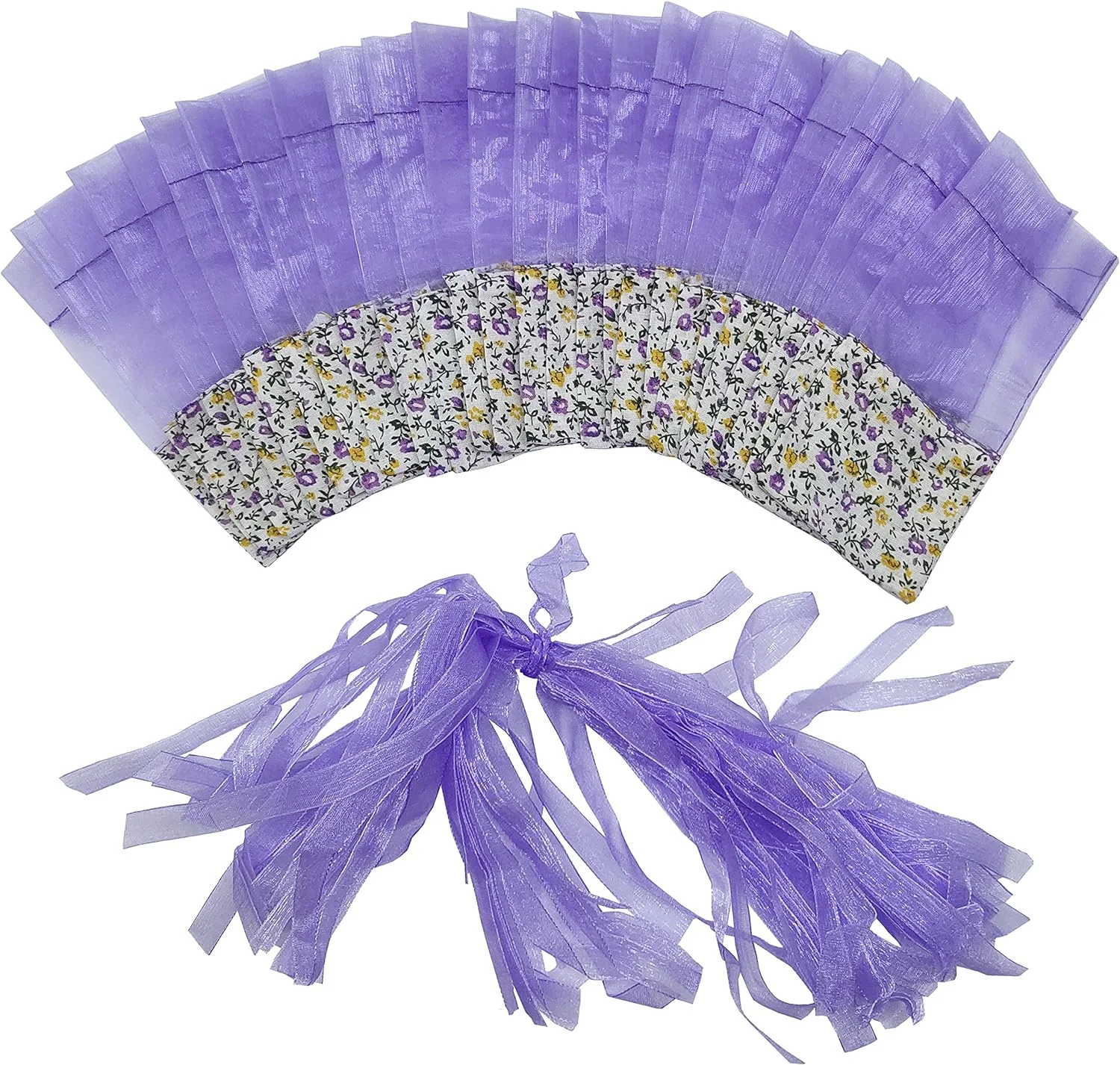 Sheer Gauze Ribbon Jewelry Candy Holders Organza Lavender Sachet Bags Lavender Empty Cotton Organza Gifts Bags With Floral Print