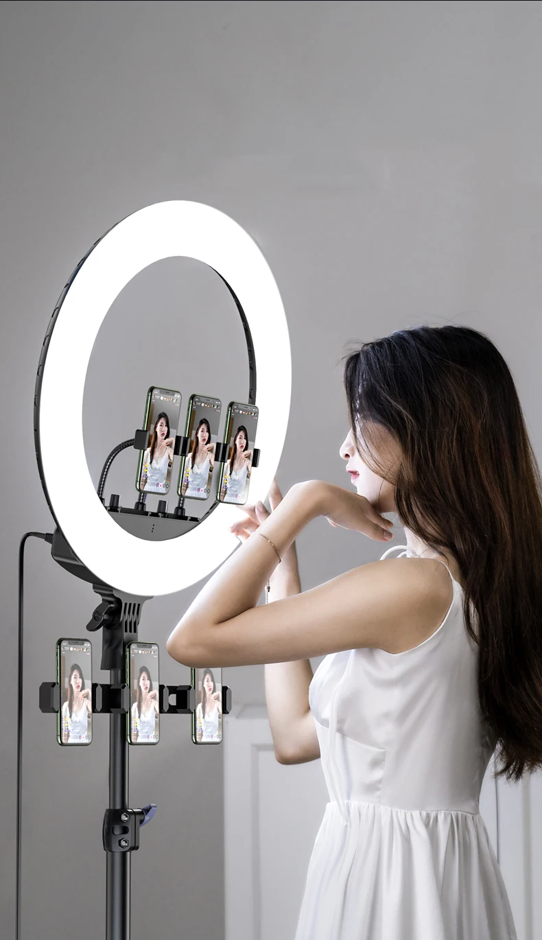 75w 6500k 22 inch ring light phone rechargeable 18 inch photographic makeup live streaming fill light with 1.9m folding tripod
