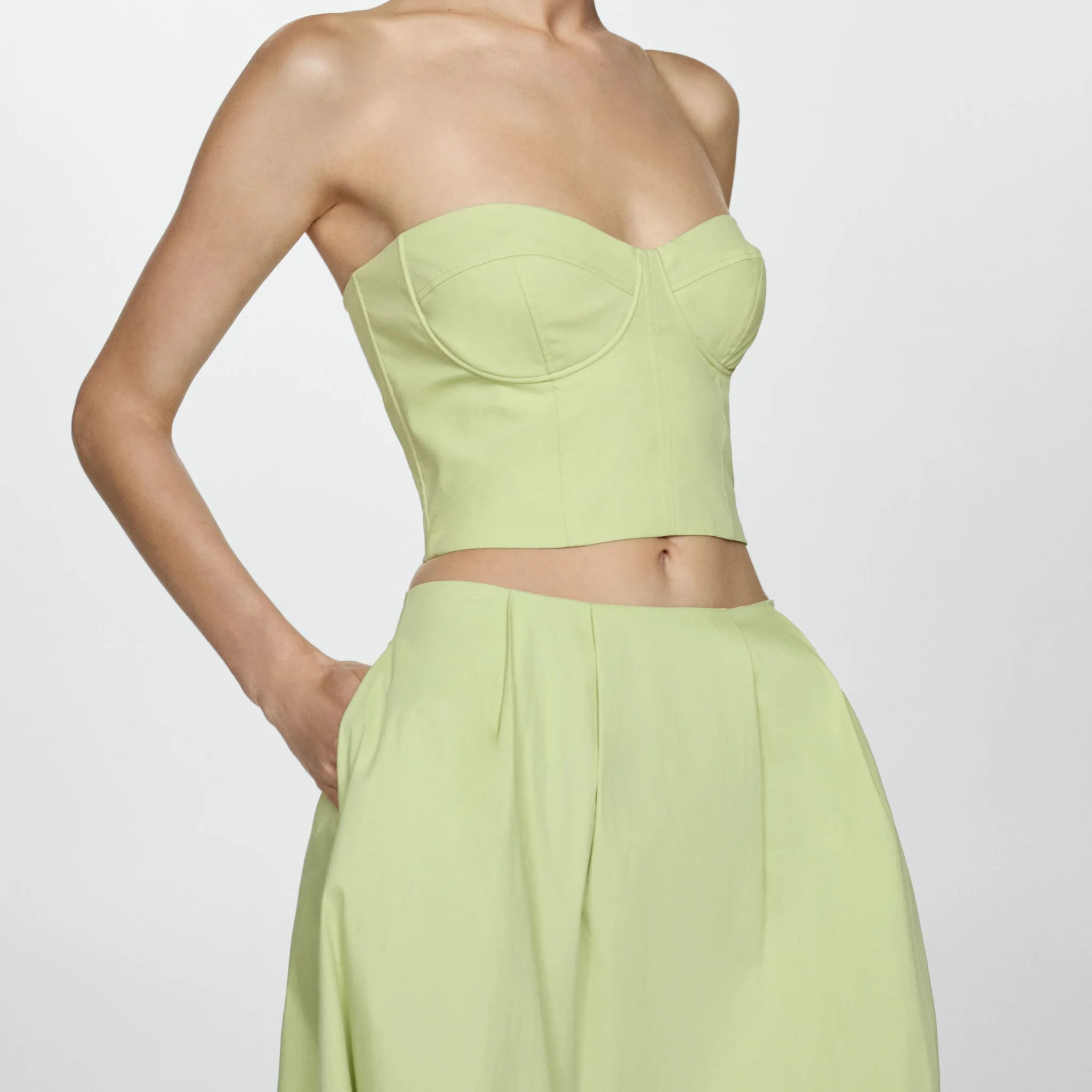 Custom Casual Green Pleated High Waist Long Flare Skirt For Women