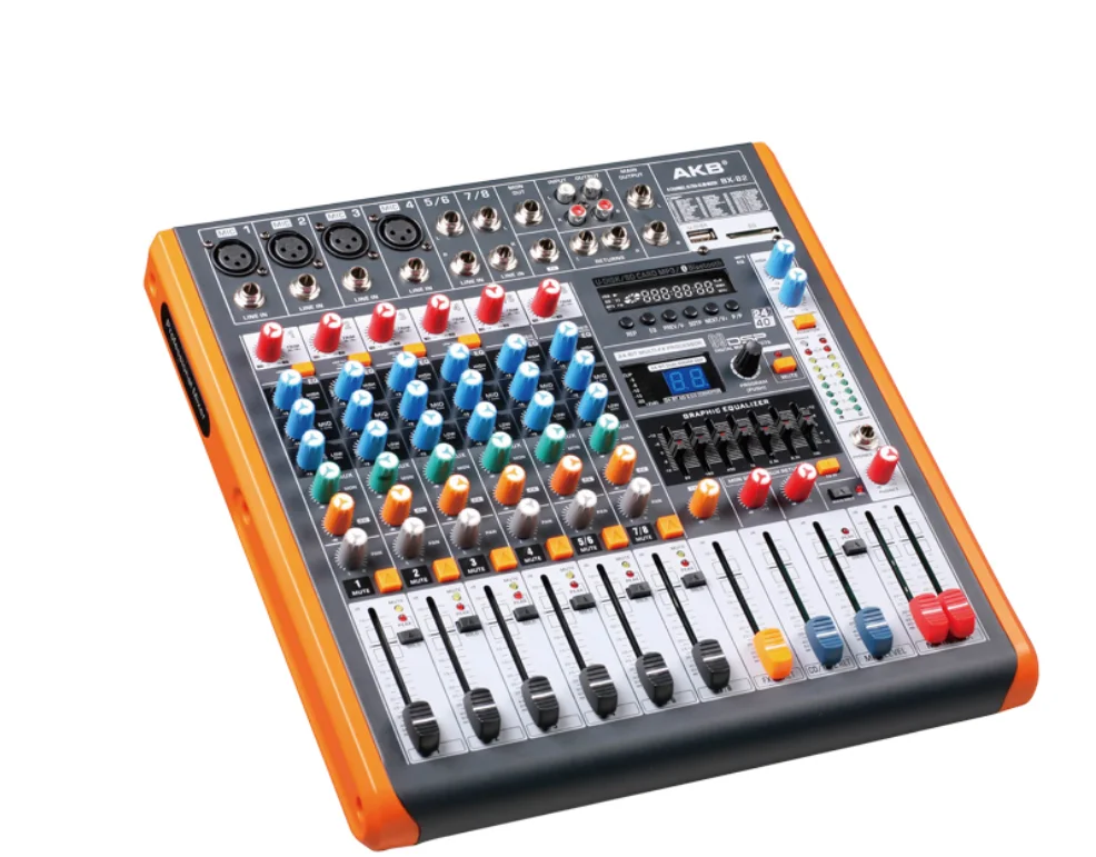 2018 High quality 8 channel digital mixing dj controller audio console mixer sound speaker mixer audio