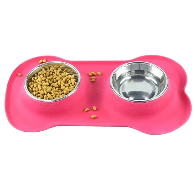 Dog Bowls Stainless Steel Dog Bowl with No Spill Non-Skid Silicone Mat