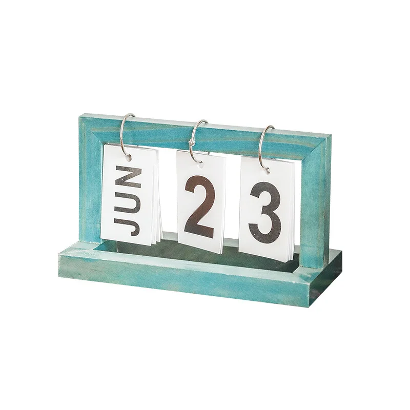 Custom Living Room Decorations Luxury Vintage Desktop Wooden Calendar Stand Home Accessories Office Room Decor