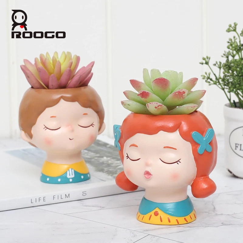 ROOGO New Products Doll Garden Planter Succulent Flower Pots Home Decor Bonsai Office Gift