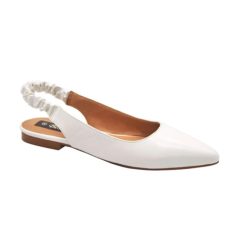 2023 wholesale pu upper simple color pointed toe women flat shoes