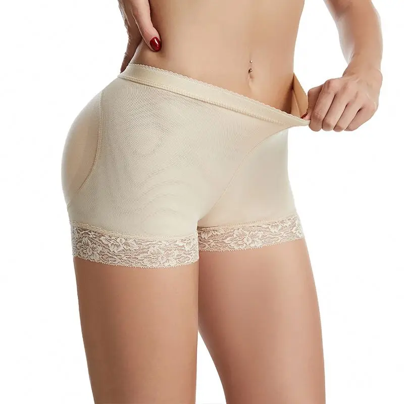 Women High Waist Lace Boyshort Pad Shorts Hip Enhancer Shapewear Butt Lifter Body Shaper Tummy Control Panties