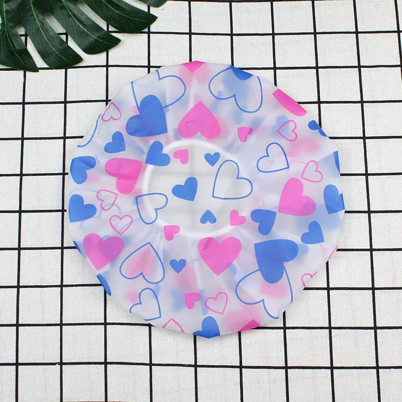 Hot selling Waterproof Bath Cap Plastic Reusable Shower Cap Elastic Band Bath Hair Hat for Women Ladies SPA