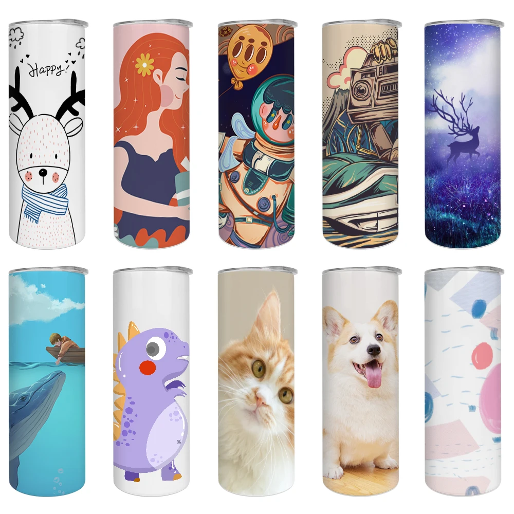 B80-0044 Usa Warehouse Stainless Steel 20oz Straight Sublimation Blanks Tumbler Mug With Straw And Lid For Coffee Milk Tea