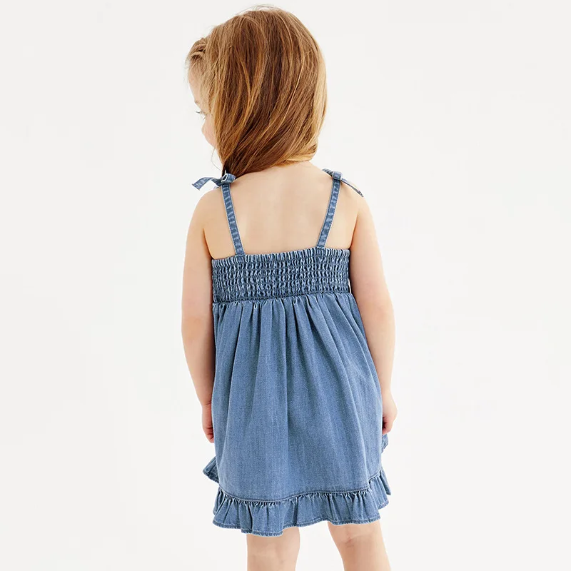 New Arrival Summer girls clothing kids Embroidery Dress 100%cotton Children Girls Suspender Denim Dresses