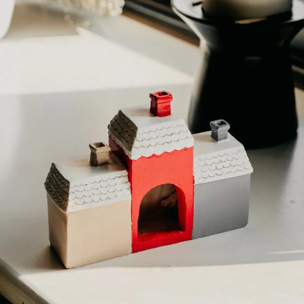 Village Cone Holder Decorations for Christmas House Incense Burner Resin Decorations cottage incense burner candle holder  decor