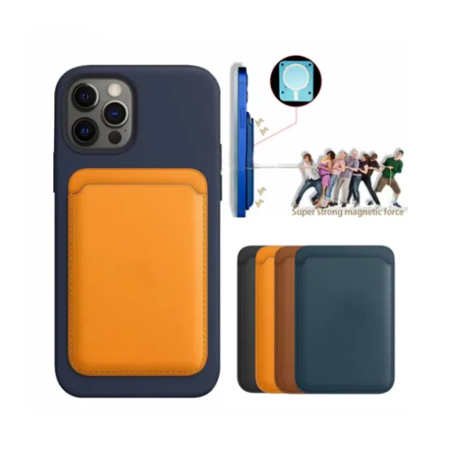 Custom Logo Strong Magnetic Phone Wallet Mag Card Holder Safe Leather Magnet Wallet For iPhone