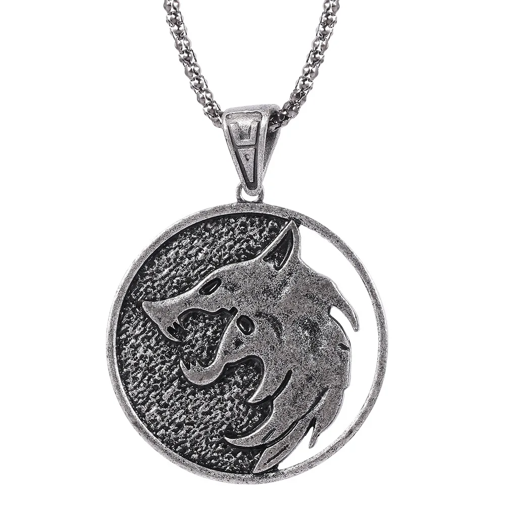 Games  Witcher 3 Surrounding Wolf Head Necklace Witcher Pendant necklace