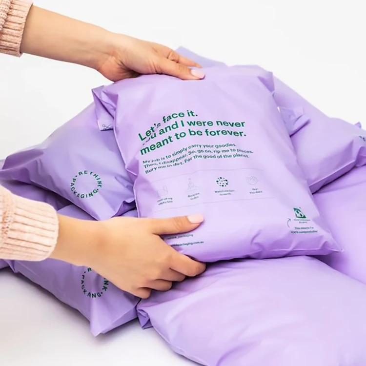 Пользовательский логотип большой размер коричневый УФ глянцевый матовый логотип одежда сумка Персонализированные почтовые сумки доставка одежды сумка