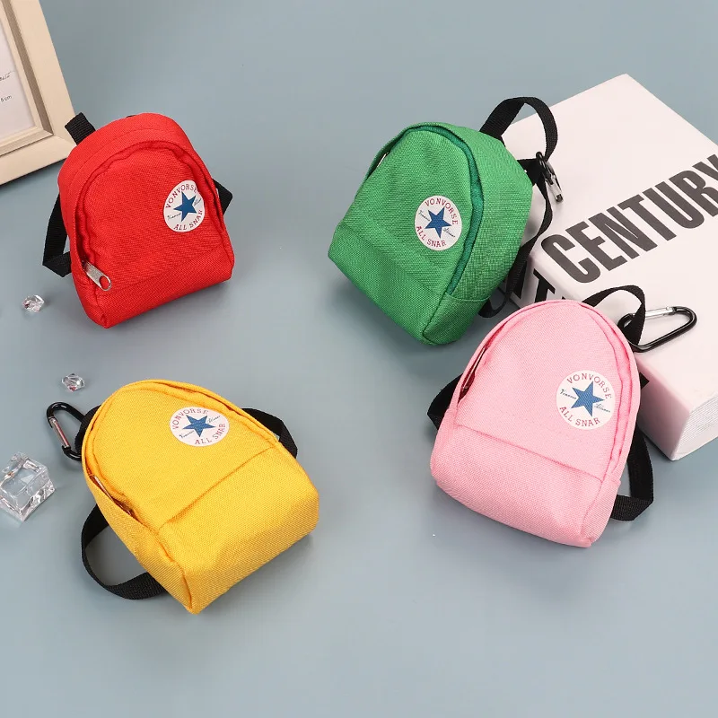 Small Creative Canvas Zipper Storage Bag Key Pouch Coin Bag And Handbags Mini Backpack Shaped Coin Purse Keychain Bag