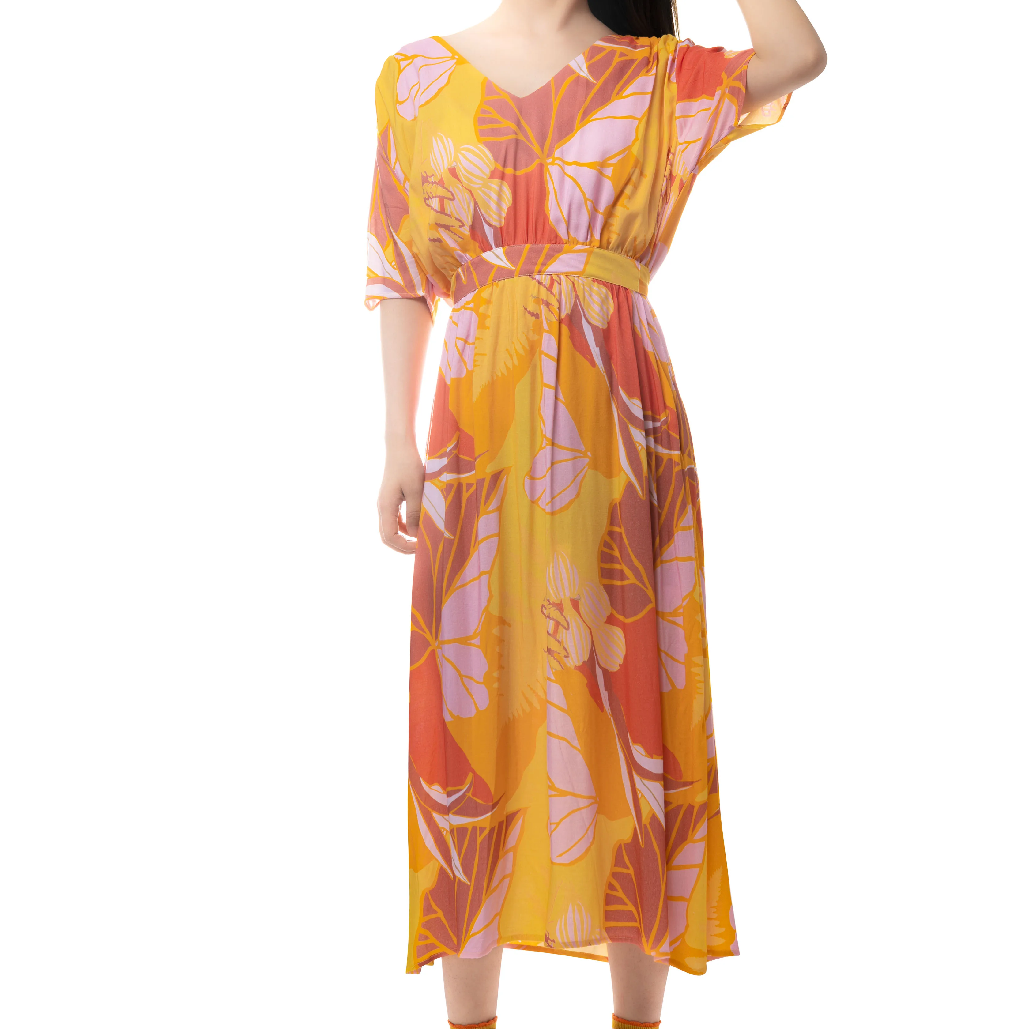 New Arrival Casual Loose Summer Dresses O Neck Soft Fabric Beach Wear Lady Dress