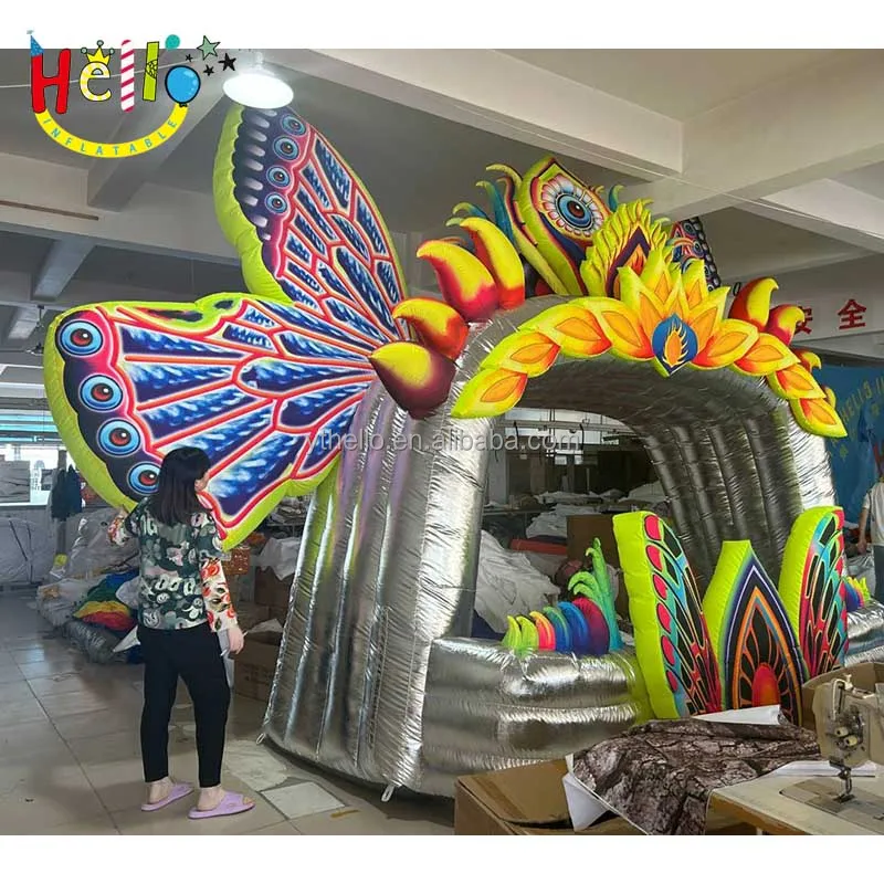 12m 16m custom large size inflatable dj booth stage cover concerts butterfly inflatable stage blow up dj club