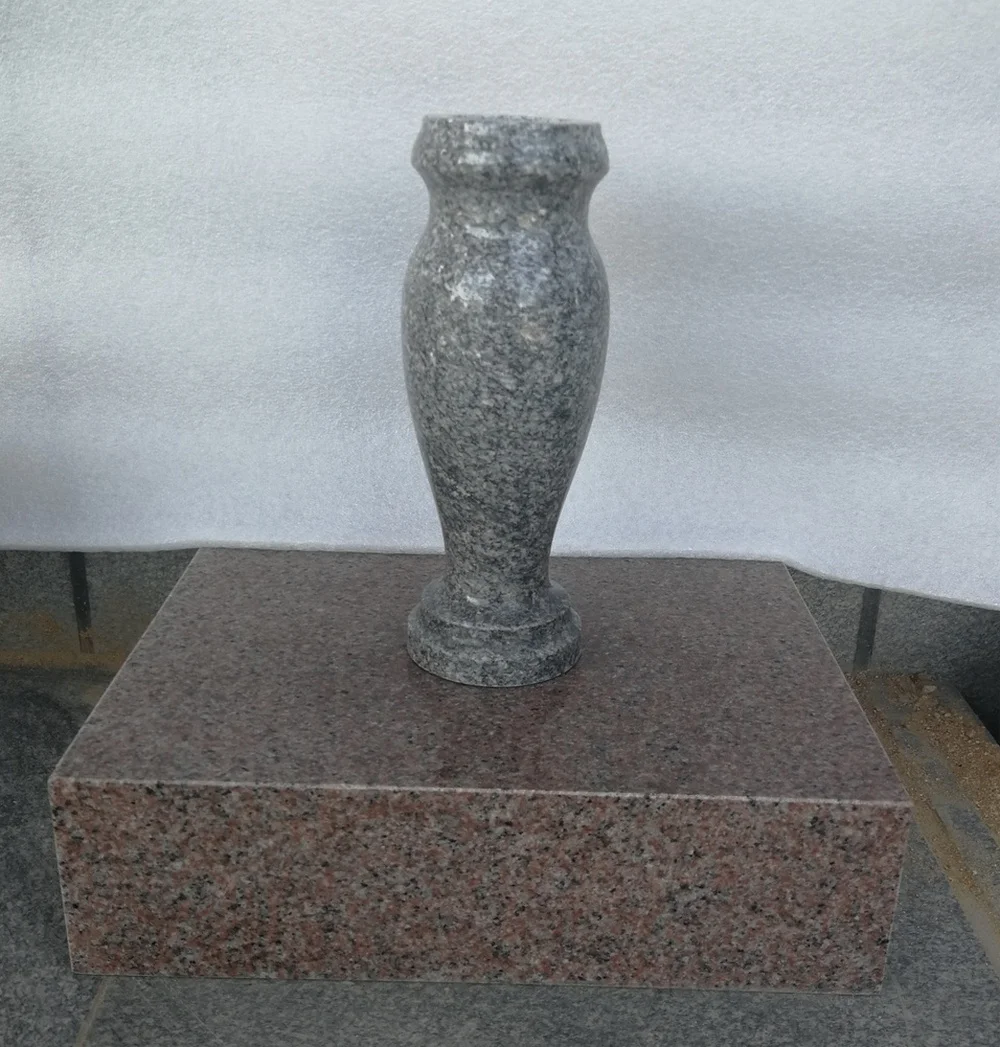 New Design Black Granite Vase Monument Flower Vase For Cemetery Grave Natural Stone Tombstone Vase