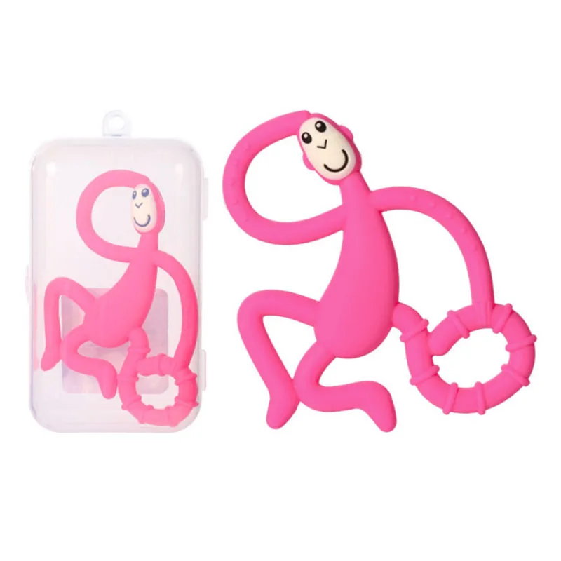 2022 Eco-friendly  Baby Teething Toys Kids Food Grade Silicone Cartoon Animal Monkey Baby Teether