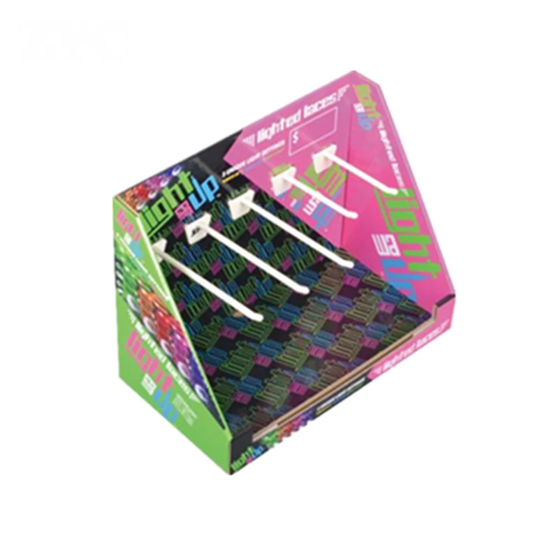 Custom Design Cardboard Countertop Display with Plastic Hooks for Sock